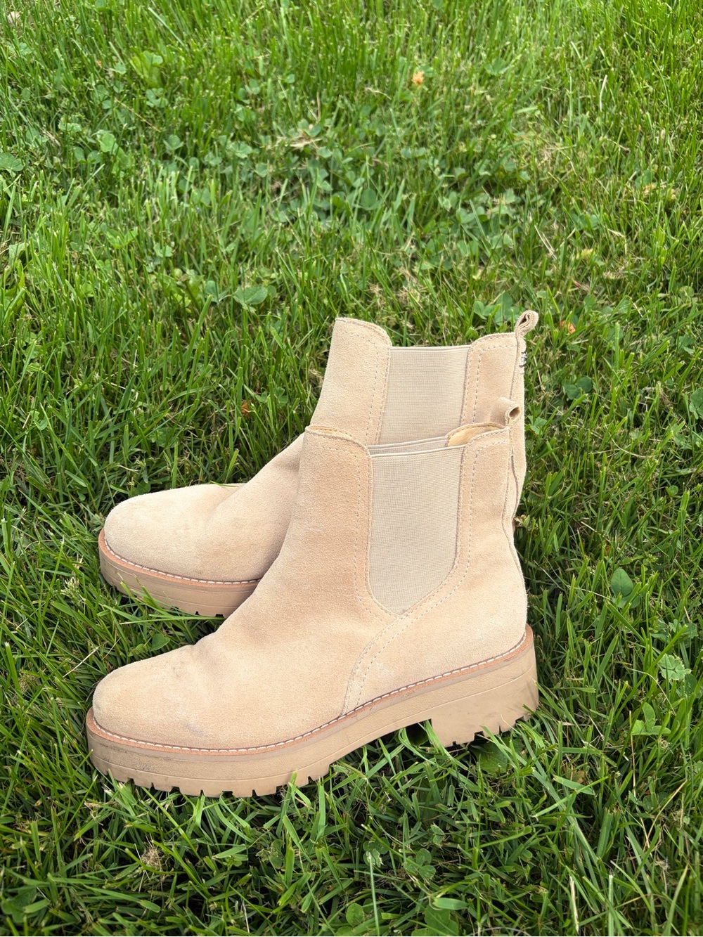 Sam Edelman Tan Suede Lug-Sole Chelsea Boots